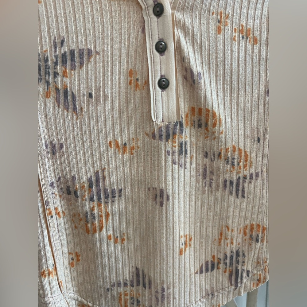 NWT FREE PEOPLE Ribbed Long Sleeve Floral Top - Picture 10 of 13